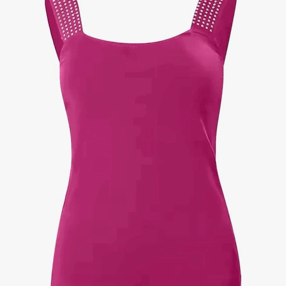 Hot Pink Rhinestone Strap Women's Top - Picture 2 of 4